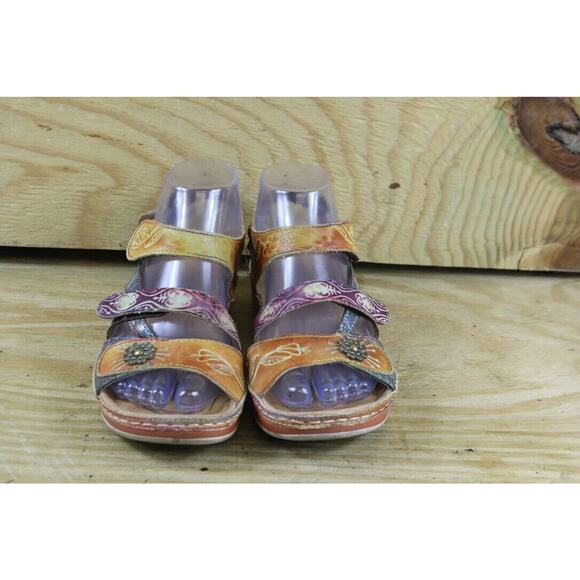 L'Artiste Spring Step Sandals Womens 6.5 Sumach Rhinestone Floral Print Wedge - Picture 2 of 8